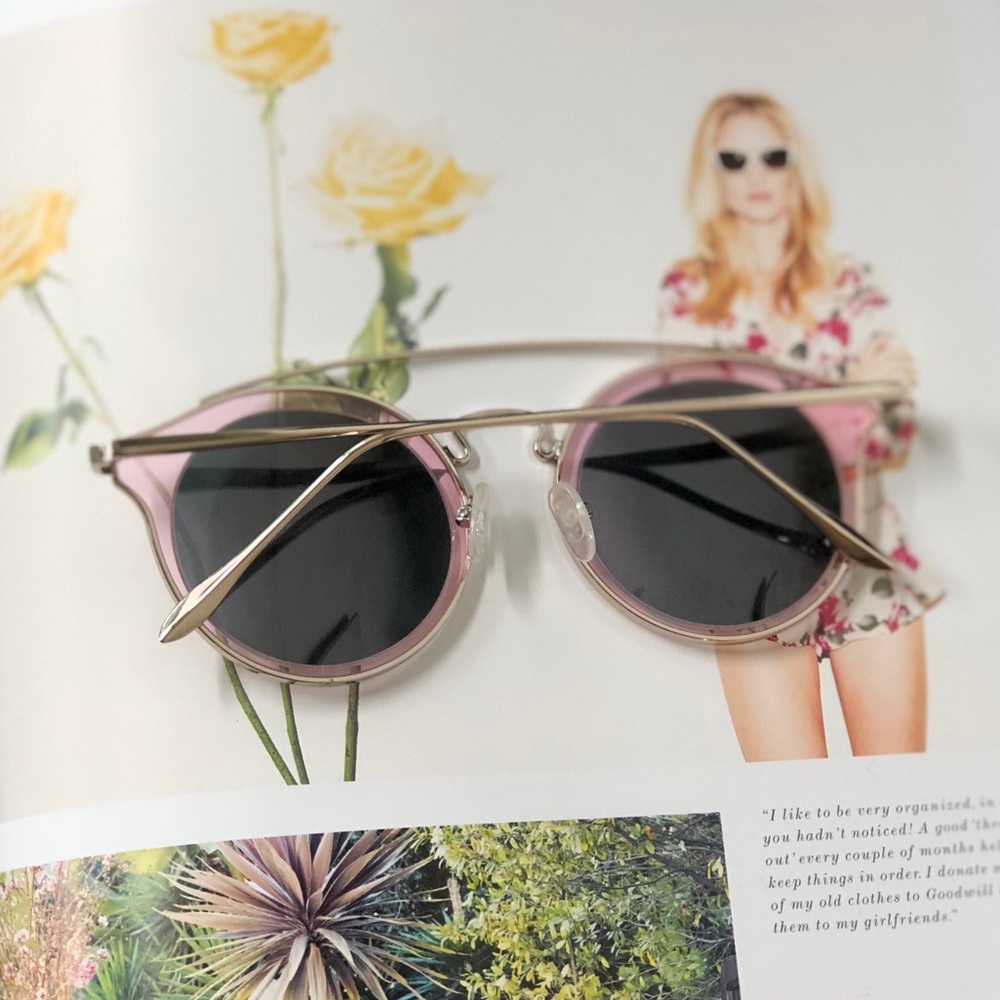 NWT - Pink Rose Polarized Mirror Cat Eye Glasses - Picture 3 of 4